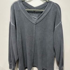 Aerie Deep Gray V-Neck Sweater